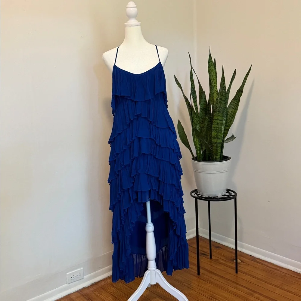 anthropologie blue ruffle dress Blue & White Talavera Catrina – Butterfly Dress